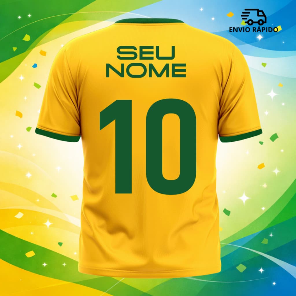 Camiseta Dry Fit Brasil Copa 2026 Personalizada Algodão Unissex Torcida Patriota Brasil Blusa Futebol