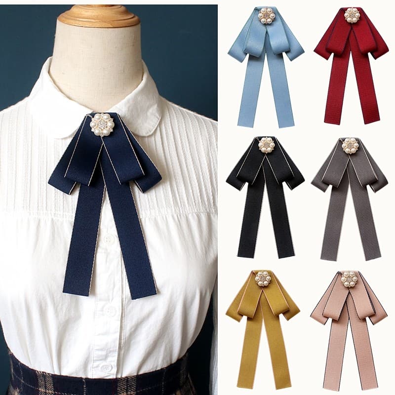 Colar flor feminino profissional usar camisa branca cor sólida gravata borboleta simples All-Match arco-livre macacão de