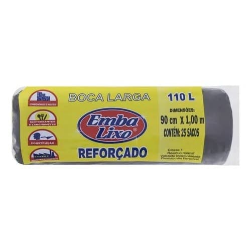 Saco Para Lixo Boca Larga 110l Embalixo 25 Unidades
