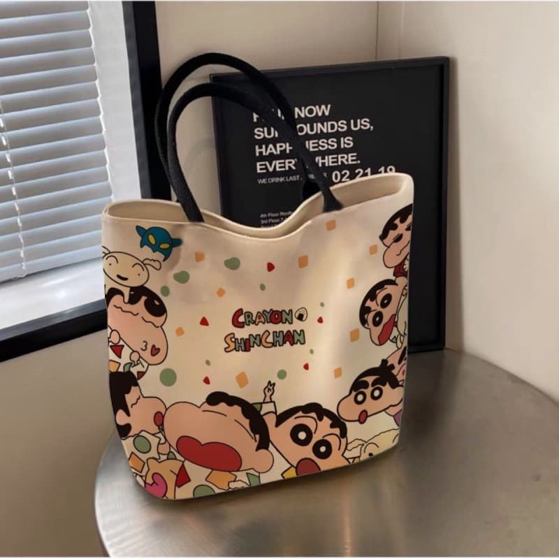 Venda quente dos desenhos animados bolsa de lona feminina 2025 novo estilo grande capacidade sacola estudante Commuter o