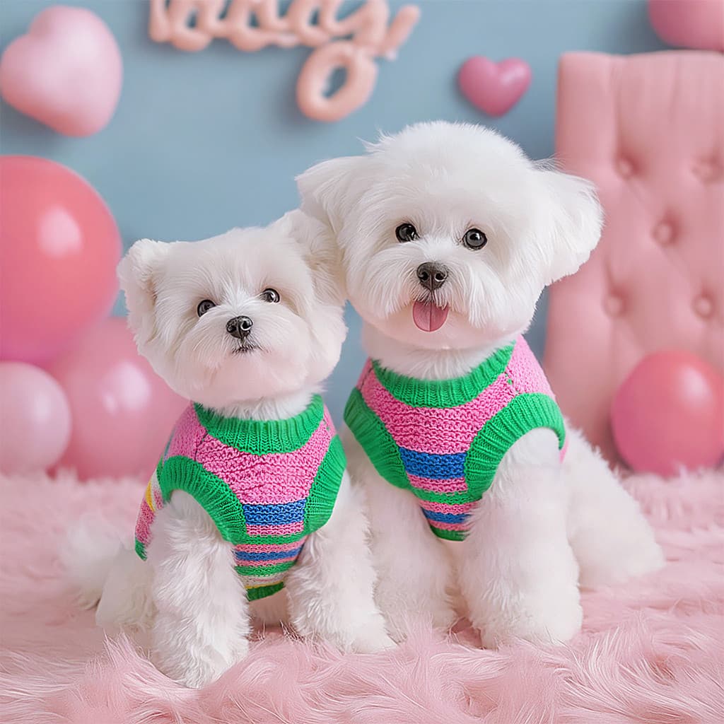 Roupas para Cães Filhotes, Suéter de Tricô Quente para Outono e Inverno, Vestuário para Animais de Estimação, Colete par