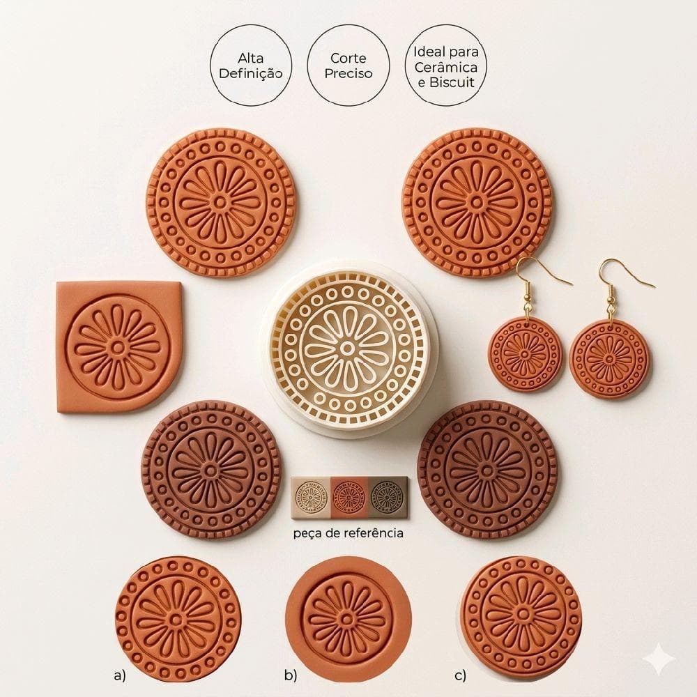 Cortador Para Brinco de Argila Cerâmica Artesanato Massa Polímer Clay Unidade modelo Circular