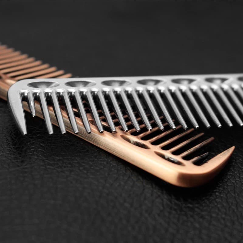 Não cru bordar espaço de alumínio pente de corte de cabelo cabeleireiro pente de aço Ultra-fino cabeça plana masculino p