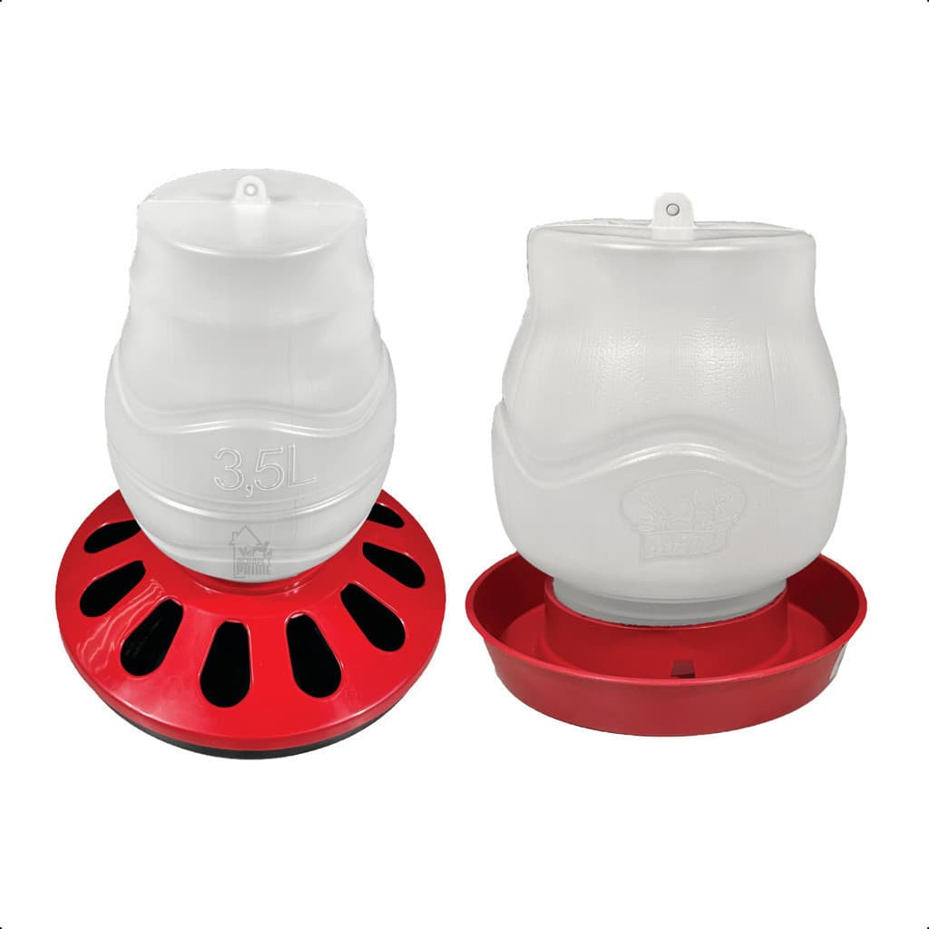 Kit Comedouro 3,5L Aves 12 furos e Bebedouro com Rosca 1,25L