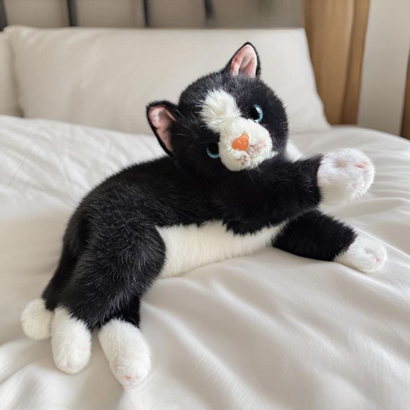 Brinquedo de pelúcia de gato realista e fofo, modelo de gatinho macio e realista, presente de aniversário, presente cria