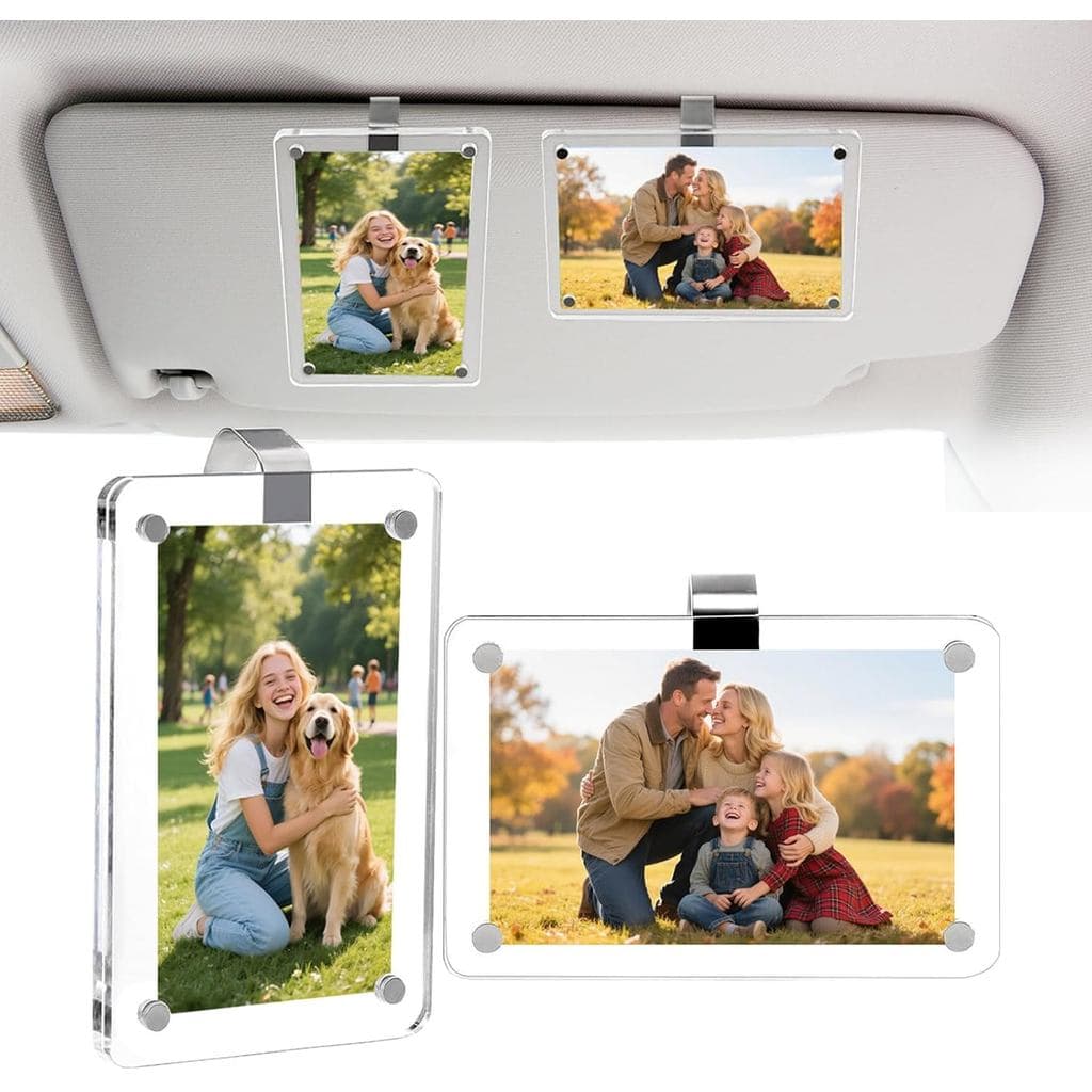 Suporte para Fotos de Carro, Clipes para Visor de Carro, Porta-Fotos de Acrílico para Acessórios de Carro, Suporte para
