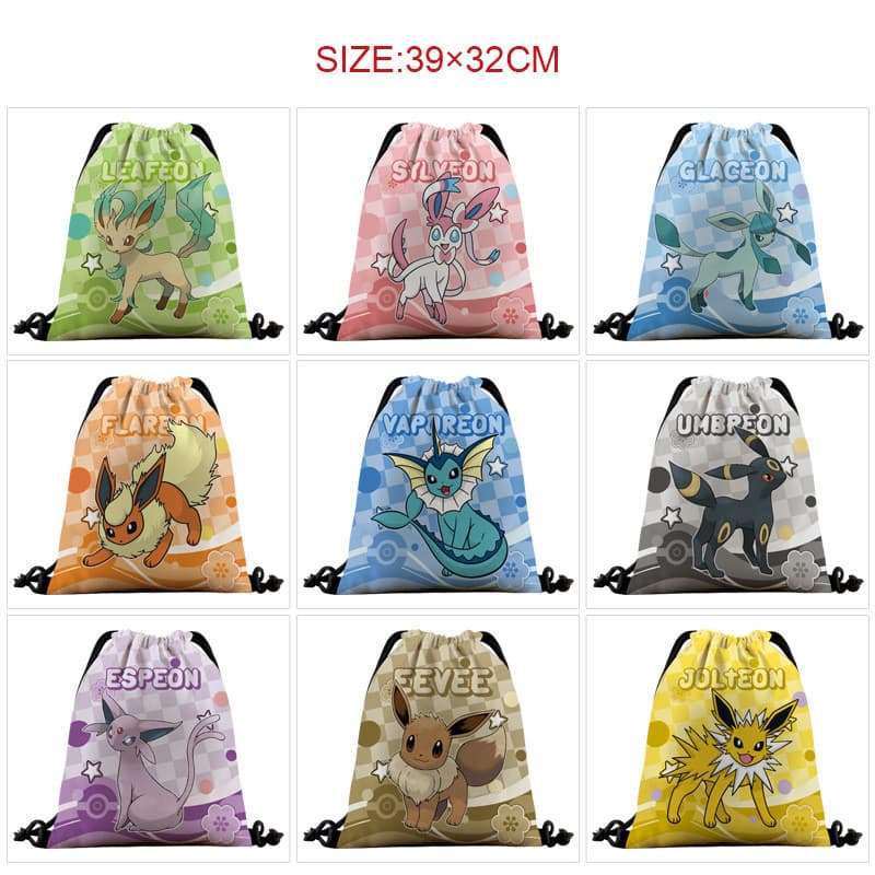 Comércio exterior transfronteiriço Pokemon Super bonito crianças cor cheia cordão bolso mochila cordão quadrado saco de