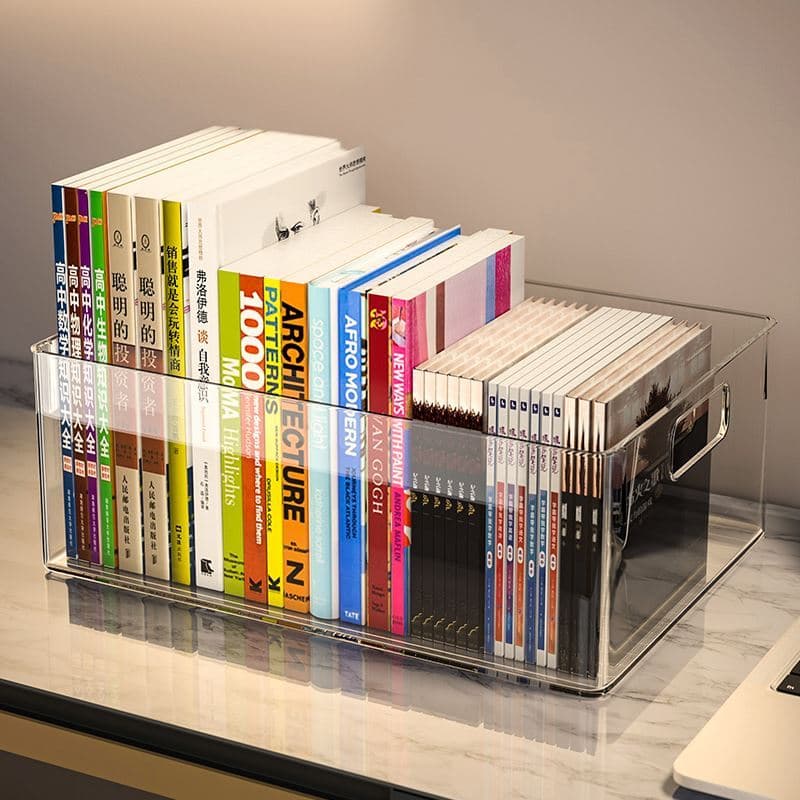 Caixa de armazenamento de livros acrílico mesa de estudante Desktop transparente grande capacidade estante prateleira ar