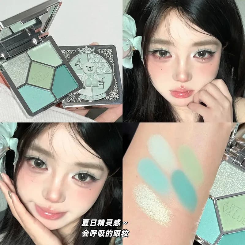 Paleta multifuncional sombra olho, blush e destaque, tons rosa marrom terra acabamento perolado brilhante