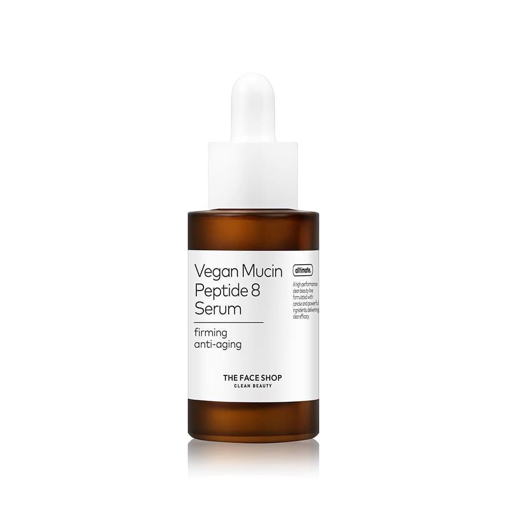 TheFaceShop Sérum de 8 Peptídeos, mucina pura vegana para hidratação e firmeza, adequado para todos os tipos de séruns.