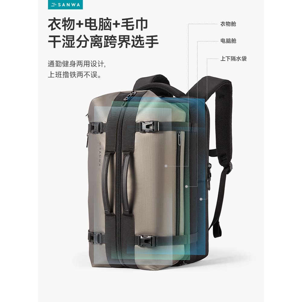 Japão sanwa sanwa Fitness seco molhado separação saco masculino natação armazenamento mochila grande capacidade viagem a