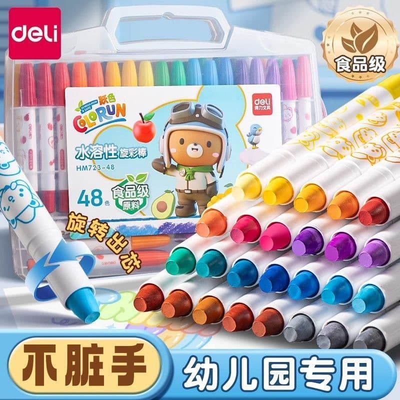 Deli Pastel de óleo rotativo solúvel em água, lavável, não suja, mãos seguras, grau alimentício, jardim de infância, cri