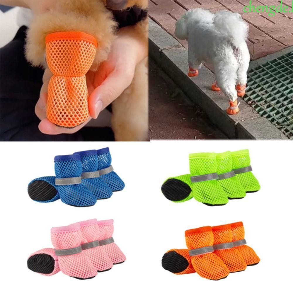 CHENGDEBR 4 Unidades/Conjunto Sapatos De Rede Para Cães , Malha Reflexivos Resistentes Ao Desgaste Antiderrapantes Ocos