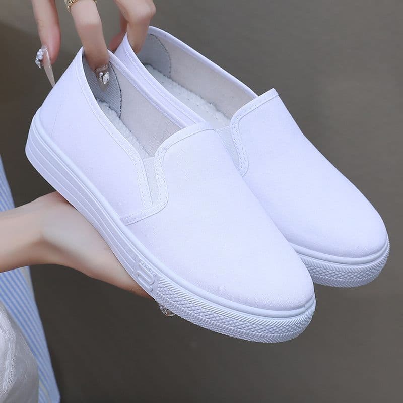 Venda quente de sola grossa sapatos brancos femininos sapatos de lona velho pequim Casual enfermeira mãe estudante sapat