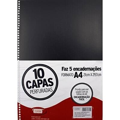 Capa para Encadernação PP A4 Perfurada 10Un Plaspiral