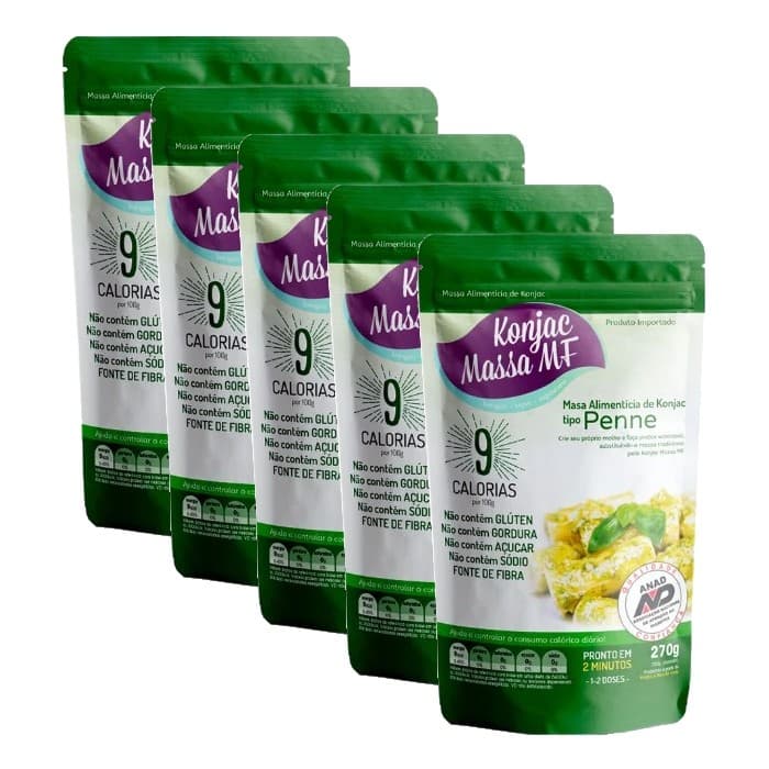 Kit Macarrão de Konjac Tipo Penne Massa MF - 5 unidades de 270g