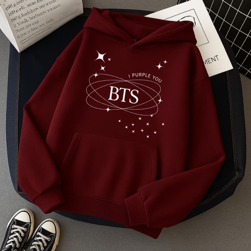 Moletom Feminino Com Capuz Flanelado Fofo BTS I Purple You Eu Te Roxo entrega em 24 hs unisex BTS