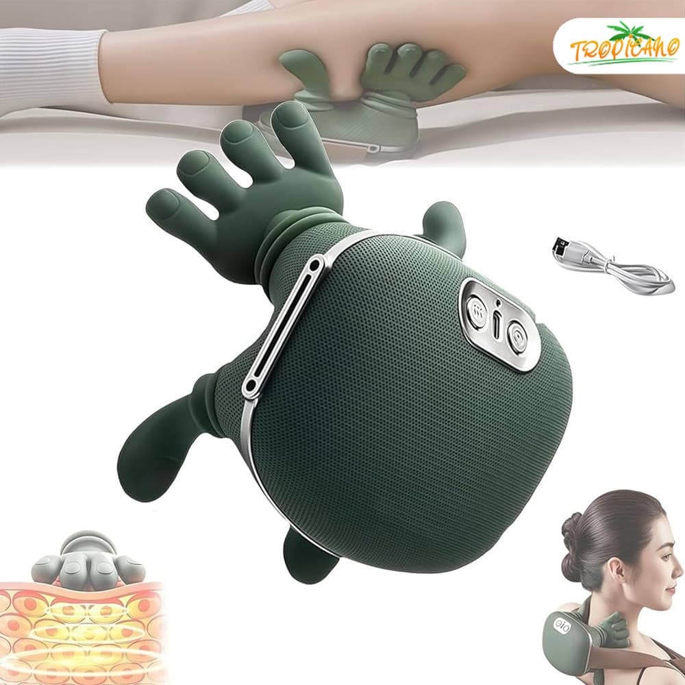 Massageador Portátil de Pescoço com 8 Pontos e Calor, Alívio de Tensão Hands-Free