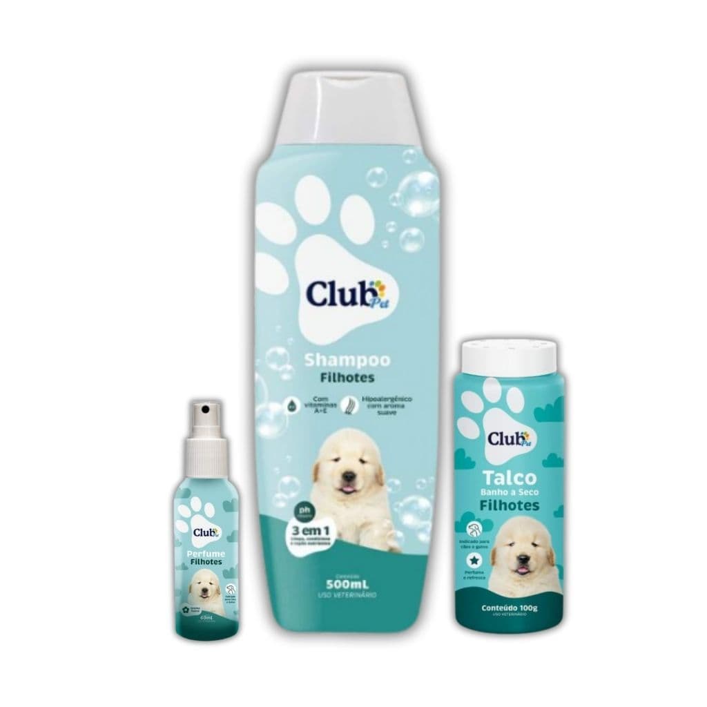 KIT SHAMPOO TALCO E PERFUME CACHORRO FILHOTE