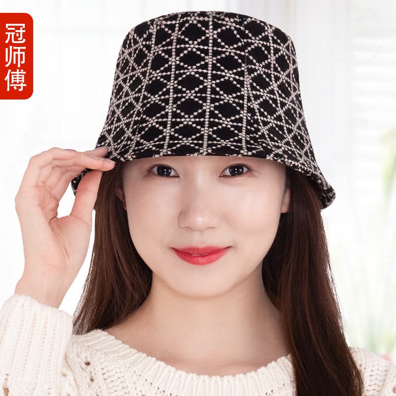 Master Guan outono inverno feminino simples balde chapéu versão coreana na moda chapéu feminino novo bordado balde chapé
