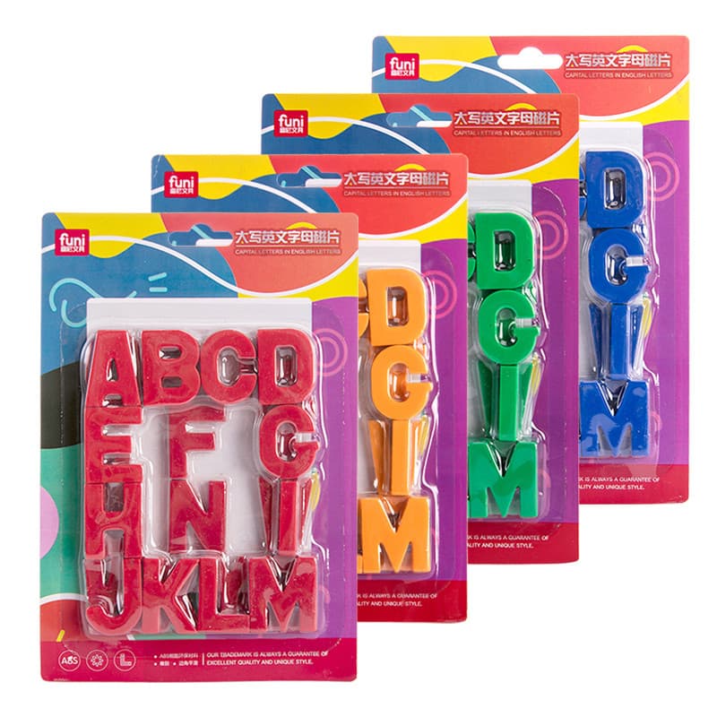 Letras maiúsculas em inglês Partículas magnéticas Funi 26 letras em inglês Adesivos magnéticos Crianças Alfabetização Fi