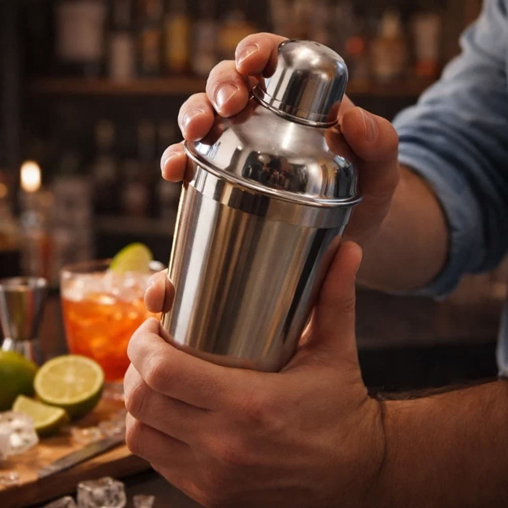 Coqueteleira Inox 500ml Bartender Shaker Misturador Bar Drinks Cocktail Tampa Vedação Forte
