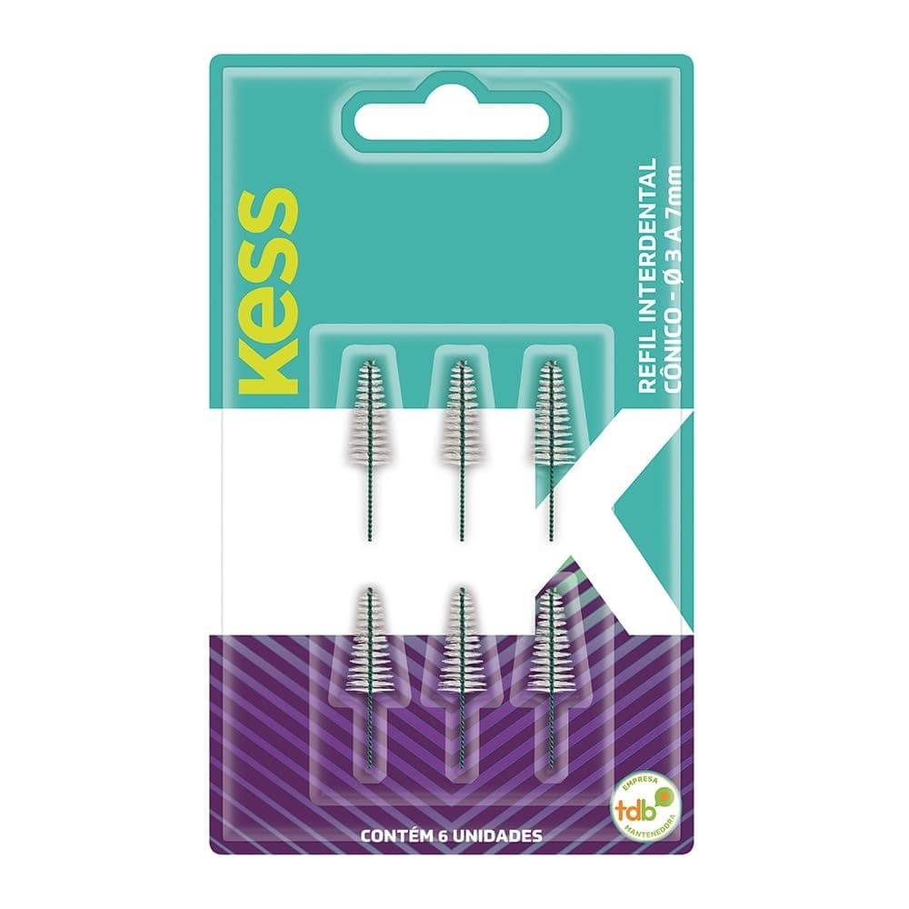 Refil Interdental Kess Cônico 3 a 7mm com 6 Unidades | Escova Interdental Refil Original - 1993