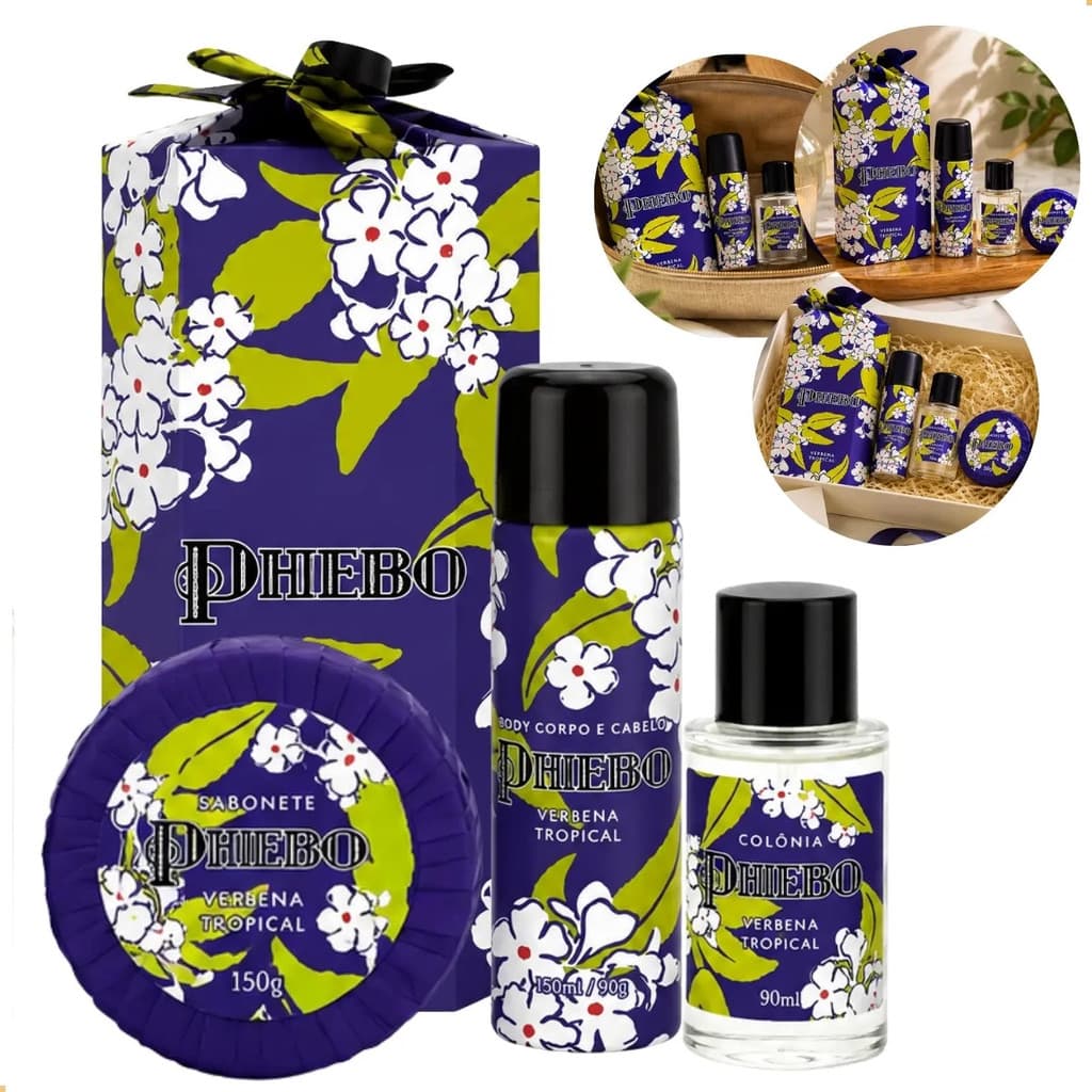 Kit Phebo Verbena Tropical Colônia Spray E Sabonete Presente