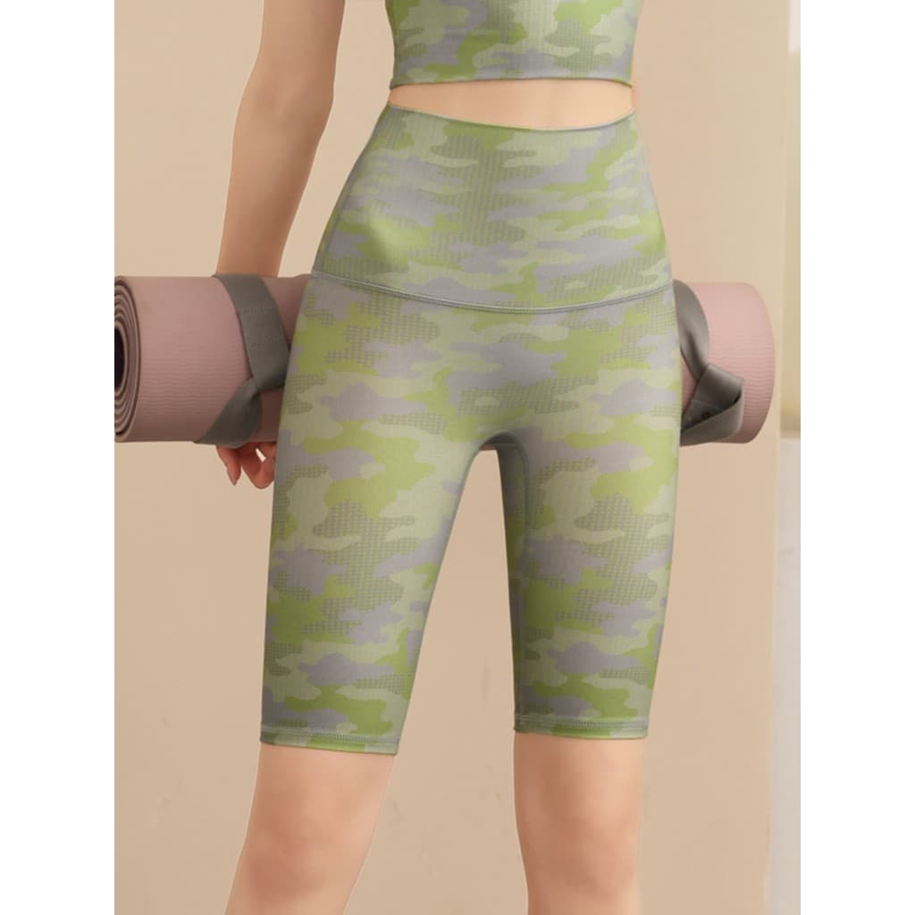 Calças de Yoga calças cortadas femininas cintura alta Hip Lift calças de ciclismo ao ar livre Leggings correndo esportes