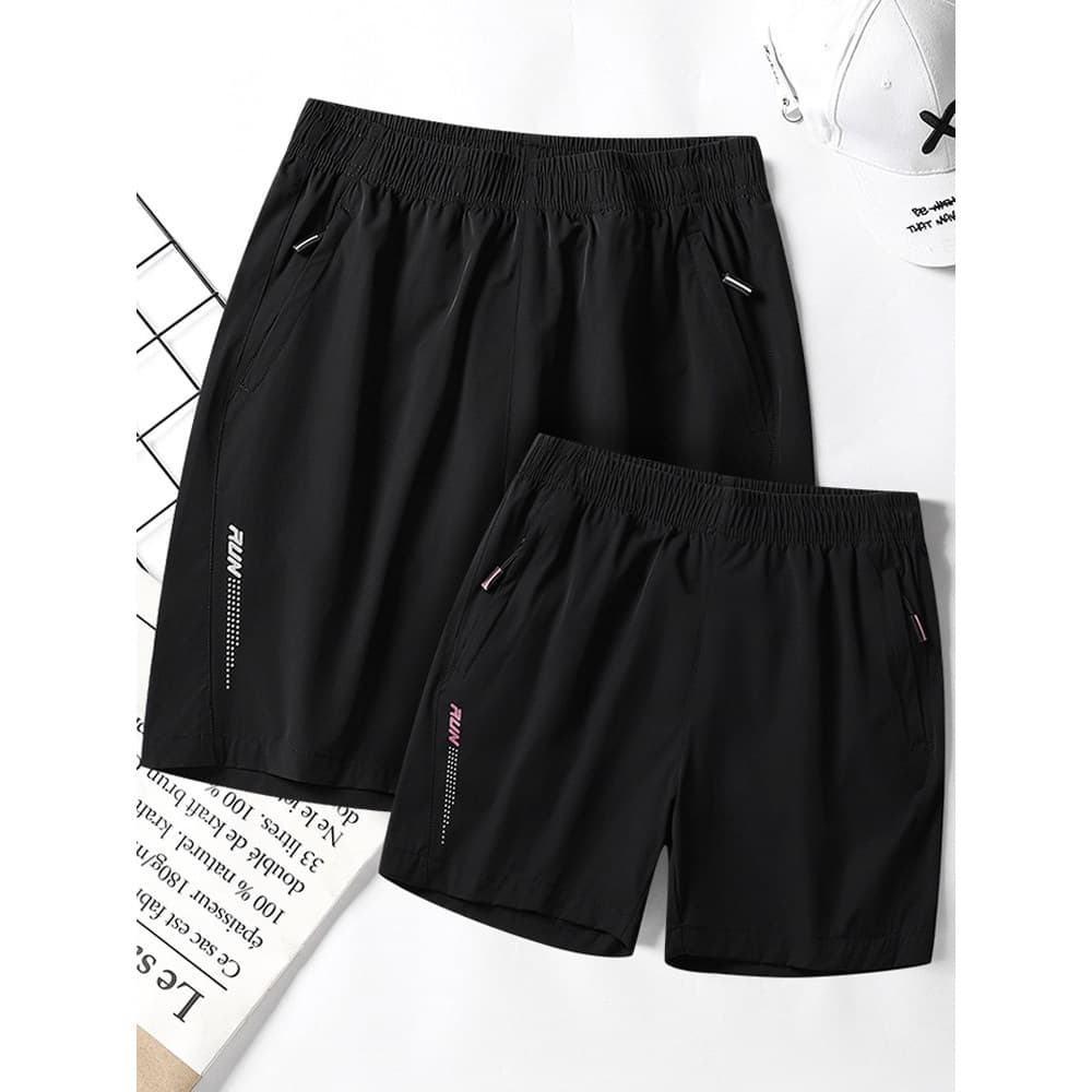 Shorts de seda gelo elástico alto masculino verão cintura elástica casal calças esportivas soltas respirável em linha re