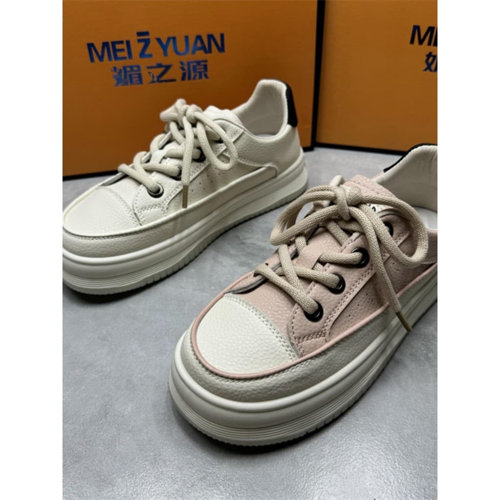 Novo estilo deste ano tênis casuais de sola grossa feminino primavera outono antiderrapante dedo do pé redondo sapatos b