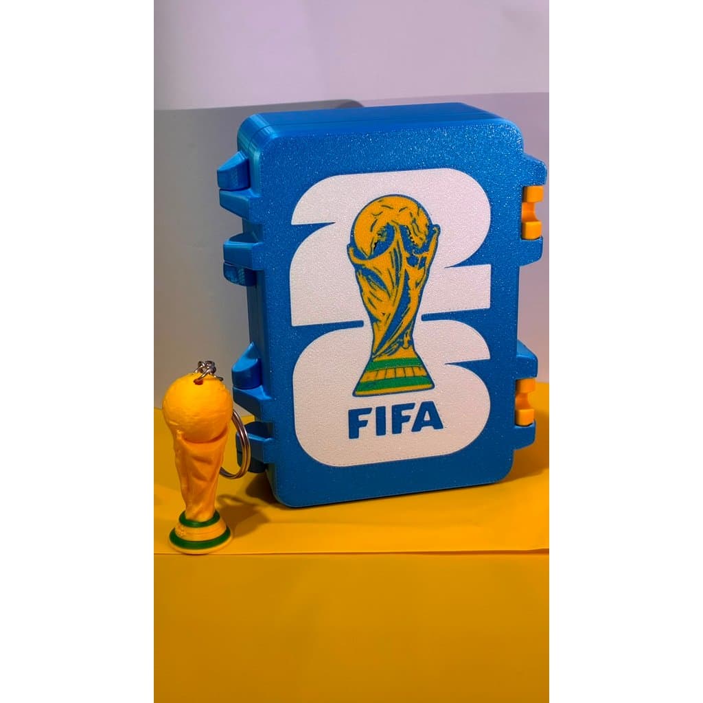 Organizador Estojo Porta Figurinhas Copa do Mundo 2026 Case Box Album Seleções+brinde taça miniatura