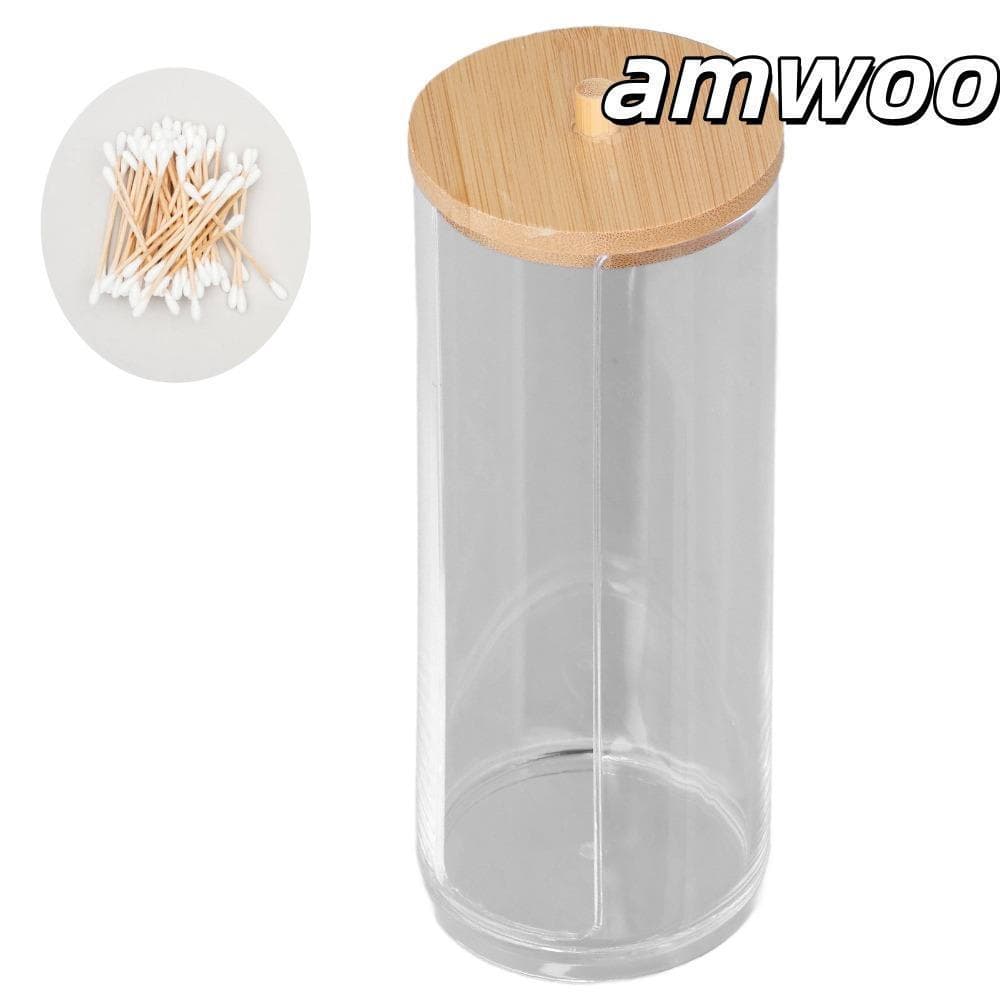 Suporte Para Cotonetes De Maquiagem AMWOO , Com Dispensador De Almofada De Algodão Transparente De Capa , Decorativo