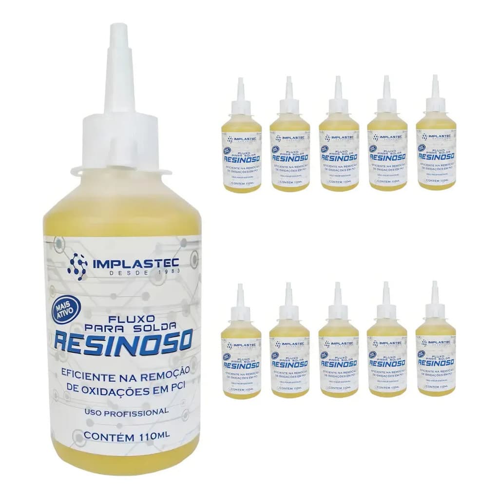 Kit 10 Fluxo De Solda Resinoso Implastec 110ml Para Soldagem