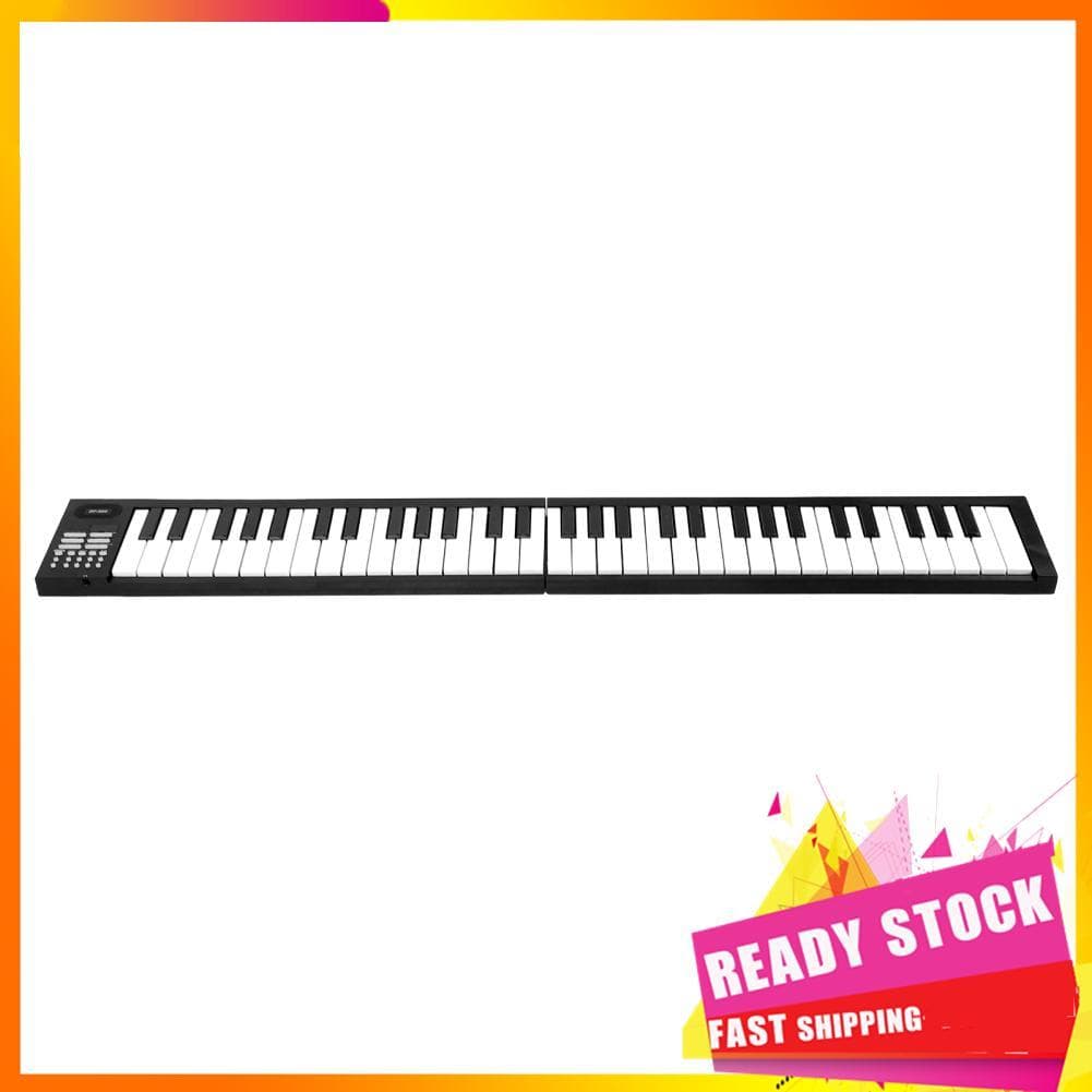 gfgfgfgg Teclado eletrônico dobrável de 61 teclas Piano digital portátil com bolsa de transporte 16 tons 100 ritmos 25