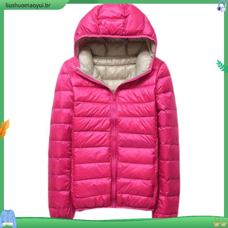 Novas Mulheres Ultra Jaqueta Leve Para Baixo Casuais Dupla Face Reversível Casacos Plus Size 4xl Com Saco Portátil Outw