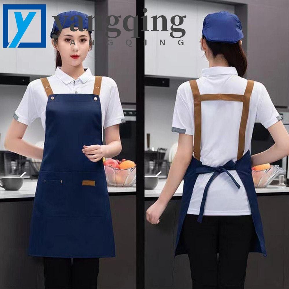 Avental Impermeável YANGQING , De Cozinha Multifuncional De Cor Sólida , Com Bolsos Limpeza Resistente A Óleo