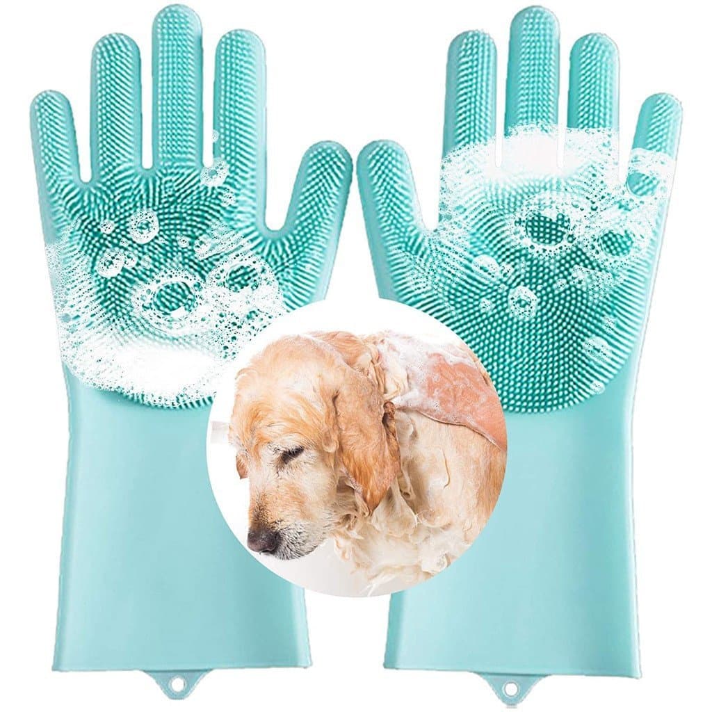 Luva Escova para Animais de Estimação, adequada para cães e gatos, luva de silicone nano para banho, massagem e remoção