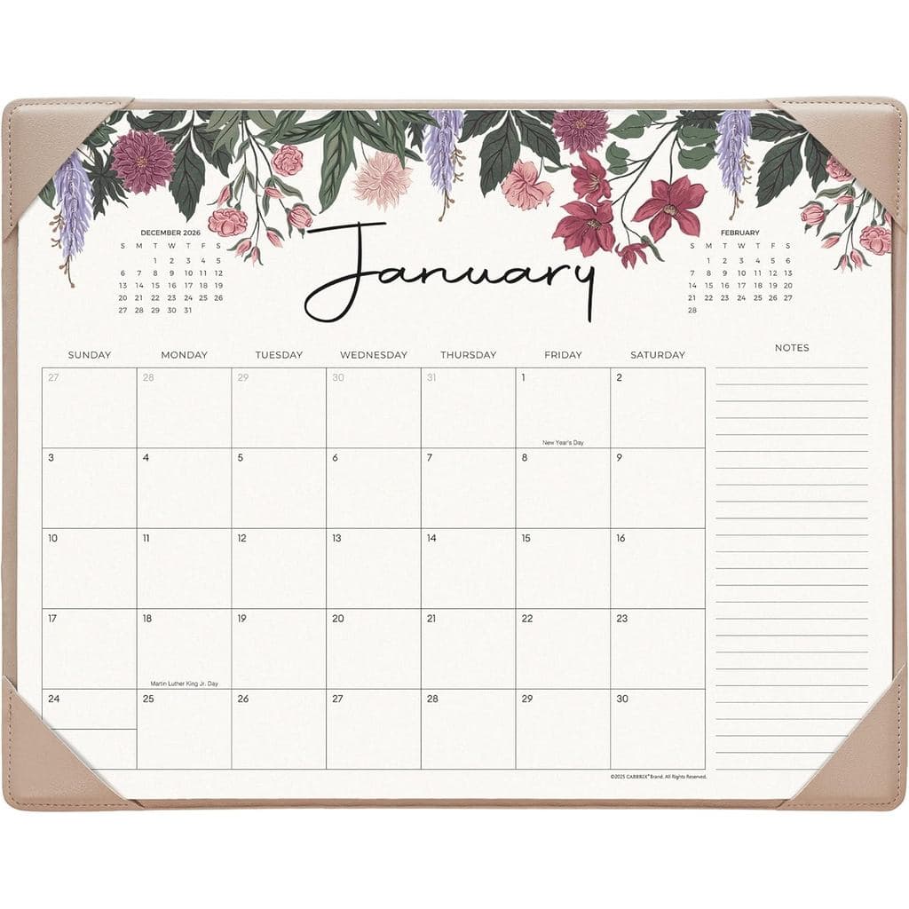 Calendário de Mesa Cabbrix 2026 com Base para Mesa, Calendário de Mesa 15"x 12" de janeiro de 2026 a junho de 2027, Cale