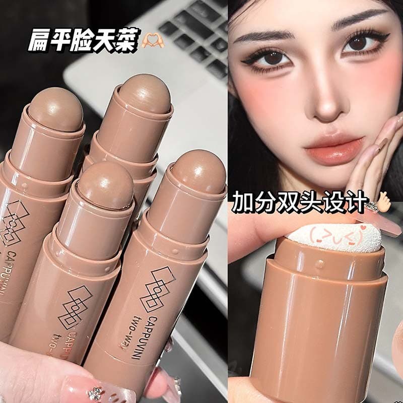 Natural translúcido dupla cabeça contorno vara estilo coreano natural fosco nariz sombra sombra tridimensional estudante