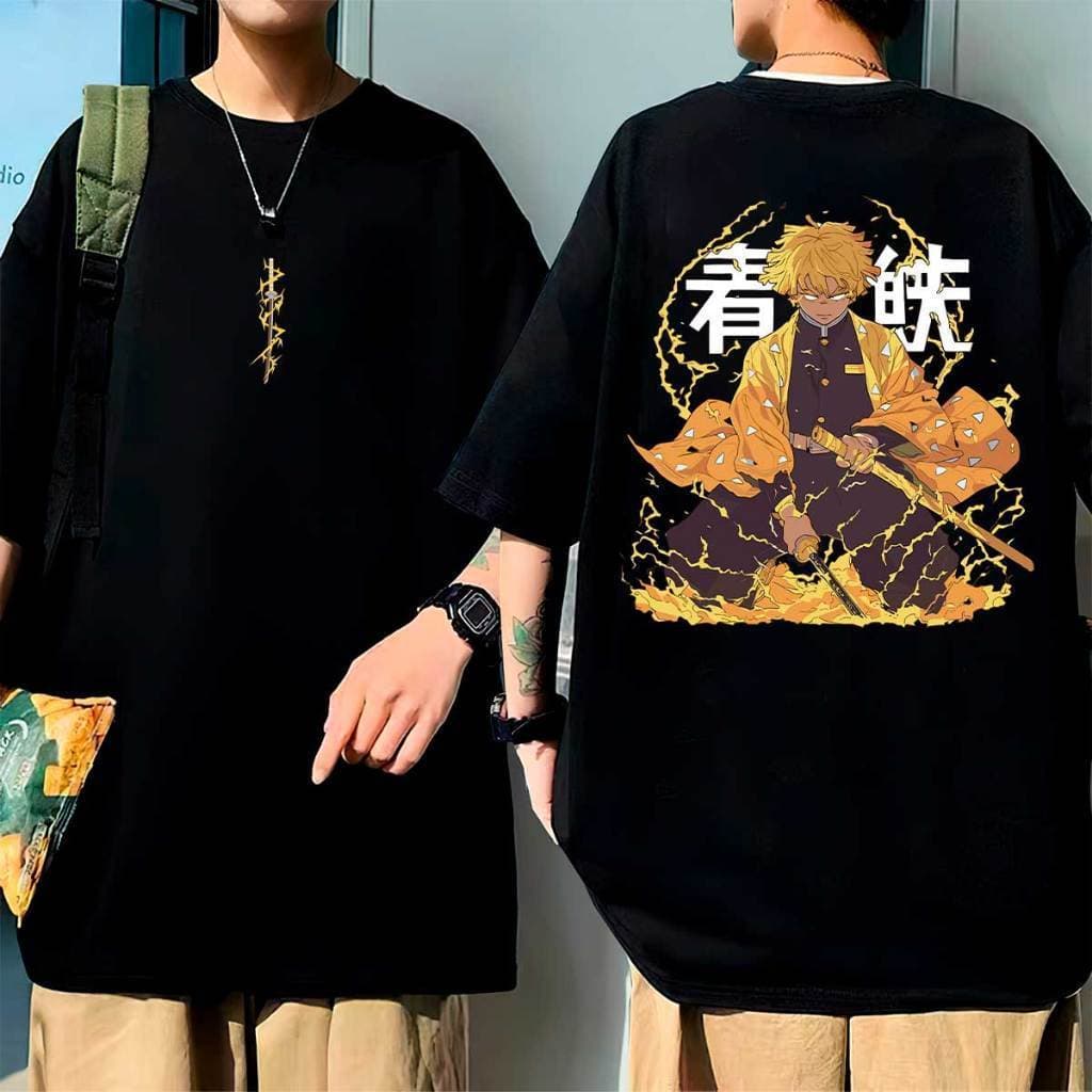 Camiseta Oversized Zenitsu Anime Demonslayer Trovão Camisa Uniseex 100% Algodão