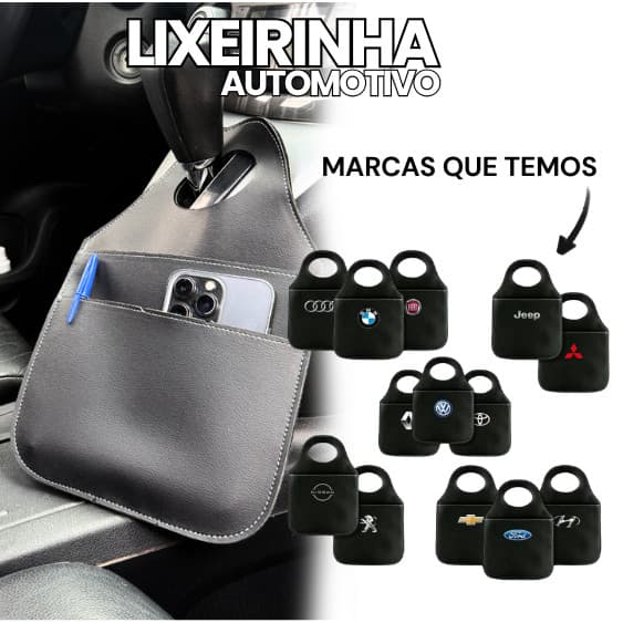 Lixeira Automotiva VOLKS Porta Lixo Couro Reforçado Universal de Alta Qualidade Rustico FRETE GRATIS