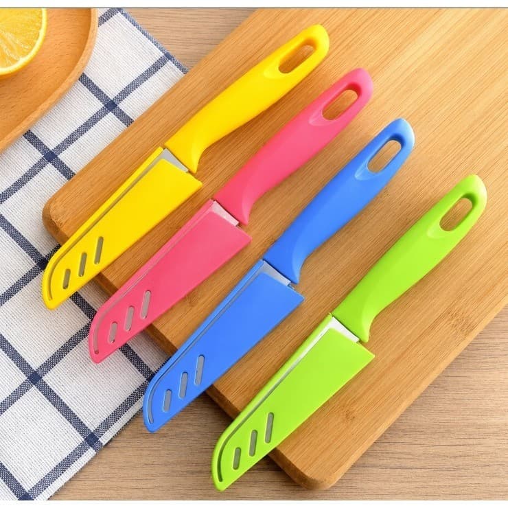 Kit com 10 Facas Afiada Lâmina Aço Inox Cozinha com Capa de Proteção