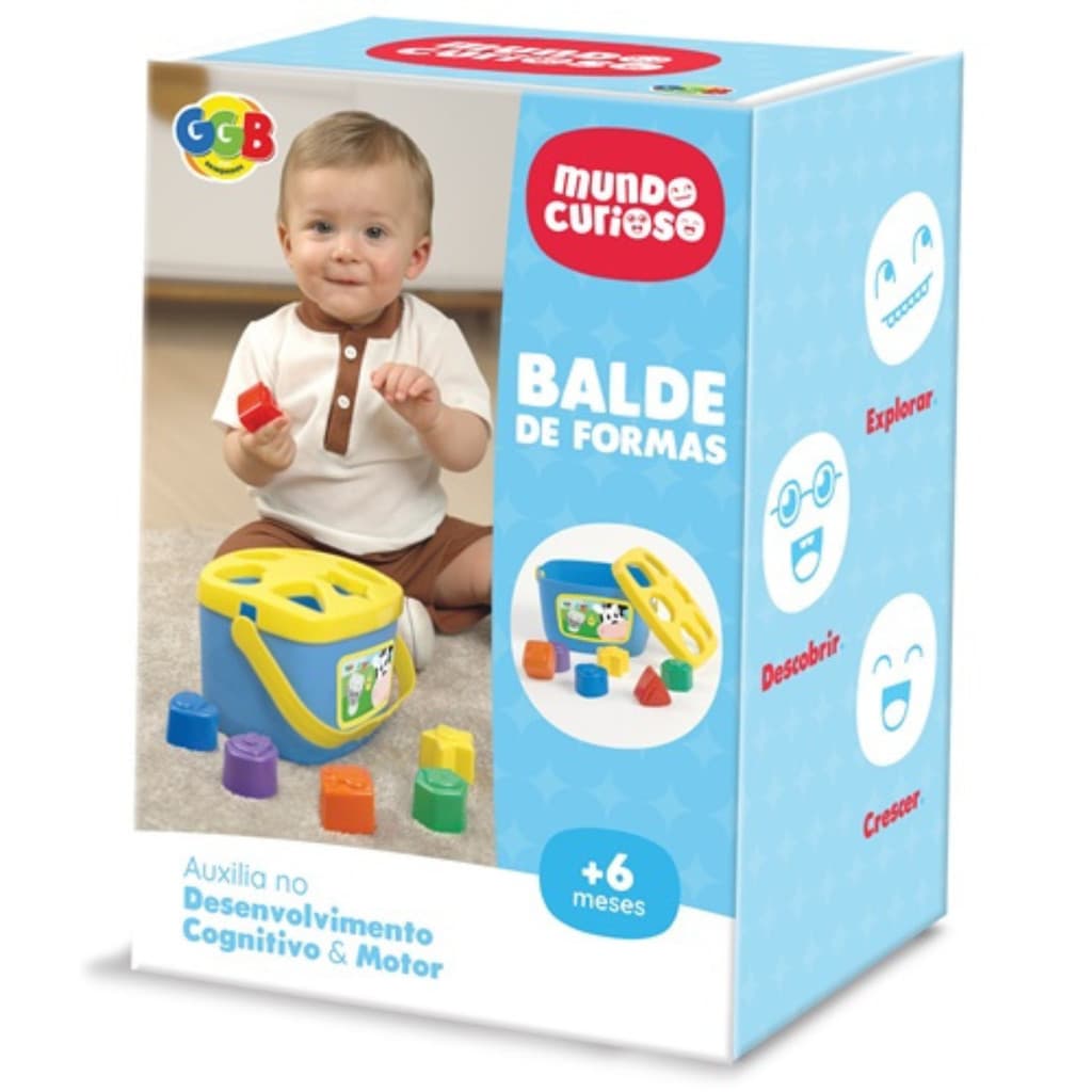 Brinquedo Infantil Balde de Formas Mundo Curioso GGB