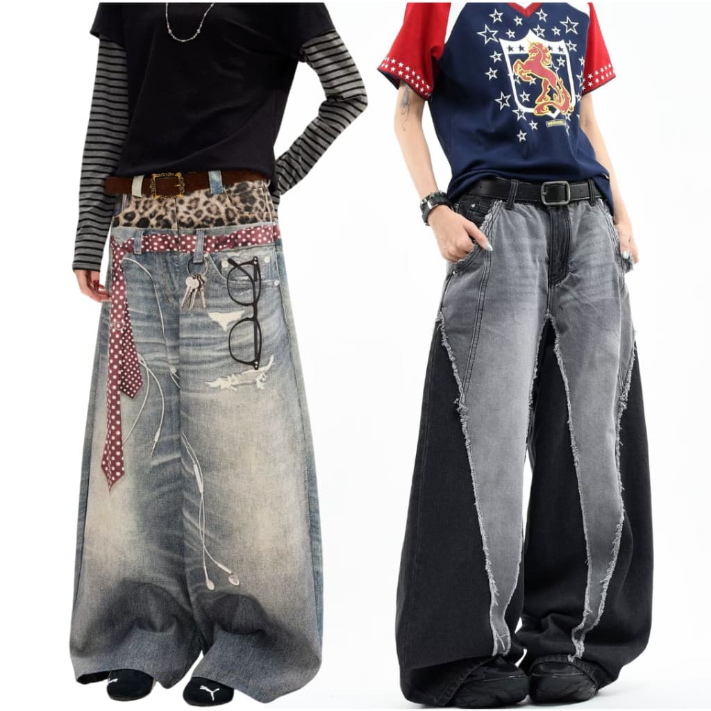 2026 Calças jeans Largas Hip hop Americano high street De Perna Larga