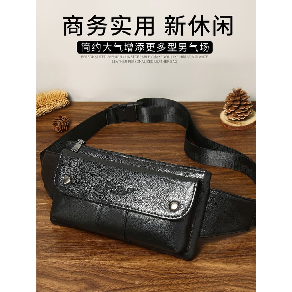 Bolsa de cintura masculina Retro couro genuíno saco do telefone móvel multifuncional novo estilo Diagonal dupla utilizaç