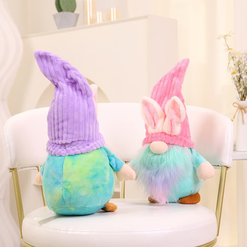 Novo produto páscoa orelhas rosa xadrez Midget boneca elfo ornamentos acessórios para casa