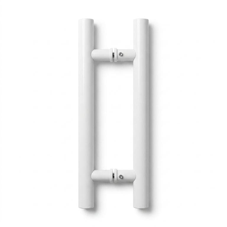 Puxador Branco 30cm (20cm Entre Furos) Tubular Redondo Porta Vidro Madeira Portão