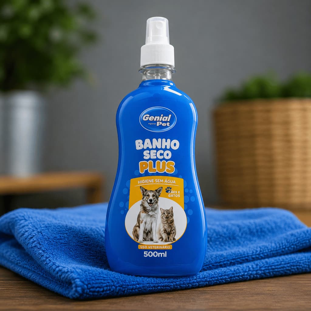 Banho a Seco Plus Spray Sem Enxágue para Cachorro e Gato 500ml Genial Pets