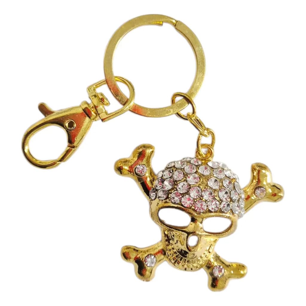 Chaveiro Caveira Cranio Metal Strass Halloween Presente